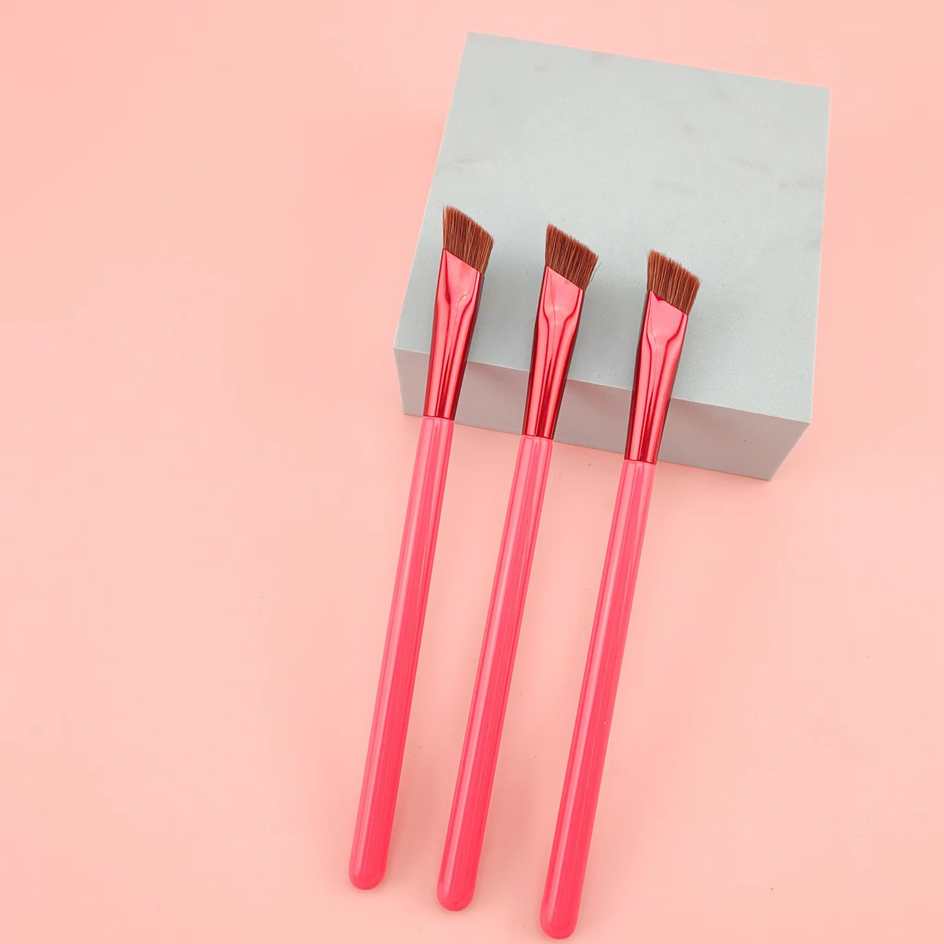 Cross-border exclusive wild eyebrow brush, multi-functional square three-dimensional concealer brush, angled eyebrow brush, hairline portable makeup brush undefined