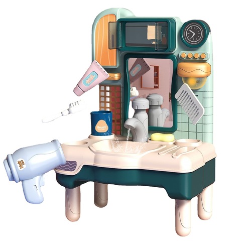 Children's washbasin simulation makeup vanity washstand set electric water play house boy and girl baby toys
