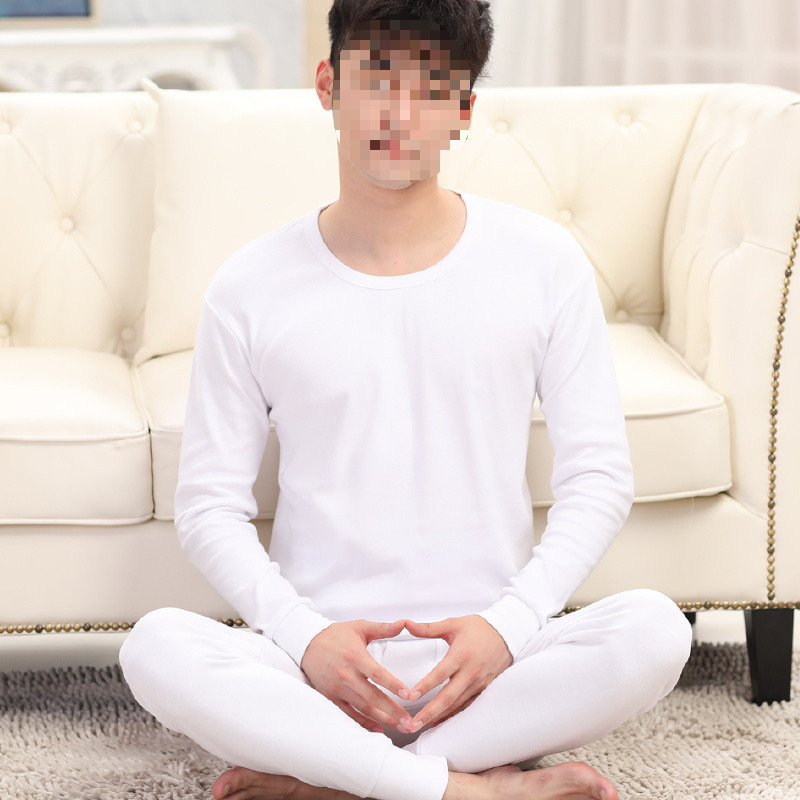 남자 흰색 가을 옷과 긴 내복 세트 순면 청소년면베이스 열 속옷면 스웨터 가을, 겨울