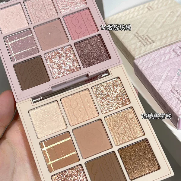 MUGELEEN sweater knitted eye shadow plate earth color matte orange brown pearl flash chocolate nine-color eye shadow