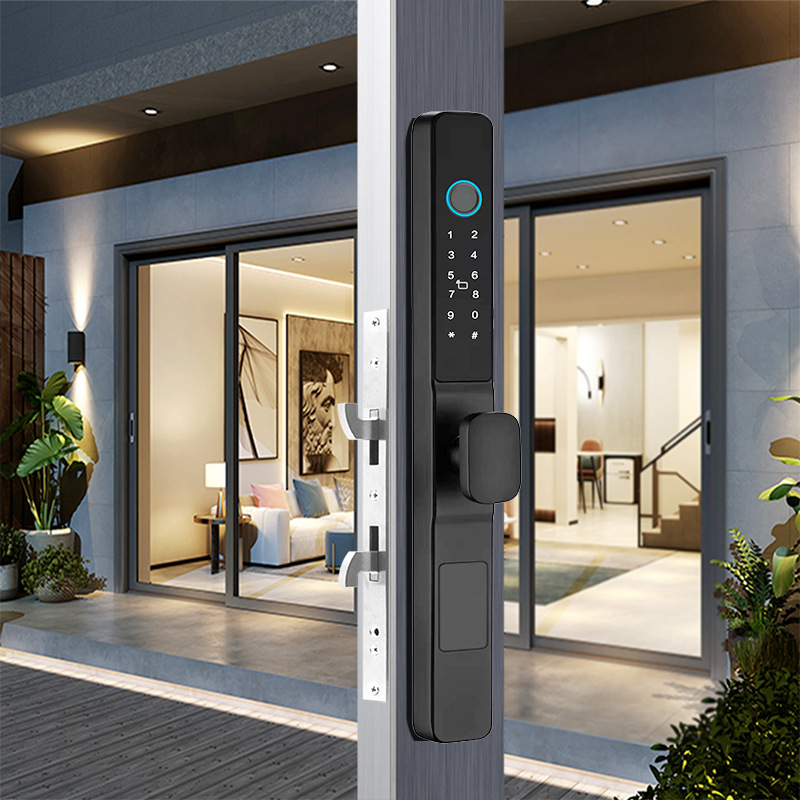 移门推拉门指纹锁断桥铝门锁木门阳台窄框滑门趟门户外防水密码锁