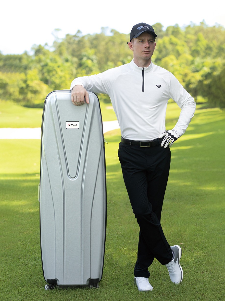 Túi golf hàng không vỏ cứng PGM, chịu lực 100kg, bánh xe 4 chiều, tặng khóa số — HKB015 - Vali Hàng Không Ánh Kim [Vỏ Cứng ABS / Bánh Xe Lăn 6 Bánh / Tặng Khóa Số]