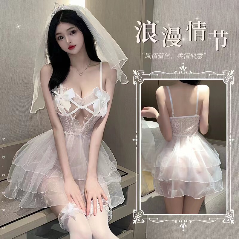 sexy lingerie women's sexy bridal gown wedding dress emotional fun uniform women's temptation flirting hot bed suit