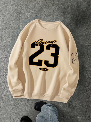 Chicago 23 print men's round-neck long-sleeved sweatshirt pa