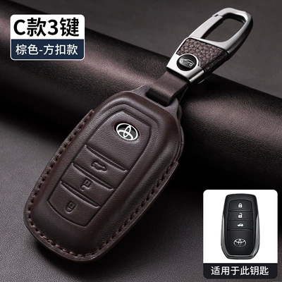 Suitable for Toyota Key Car key bag - brown-type-c-3-buttons-first-layer-cowhide