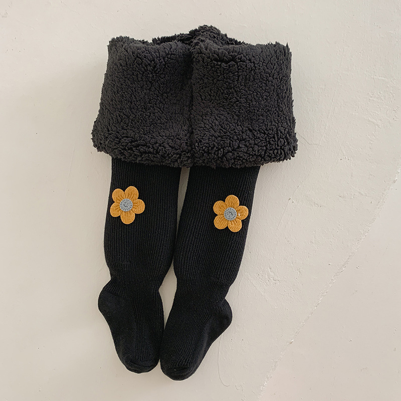 Invierno de los niños de lana forrada gruesa pantimedias finas rayas verticales nube de terciopelo cálido de una sola pieza Pantalones Bebé niña grande PP polainas