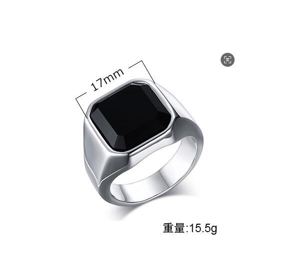 menrings Wholesale Stainless Black Agate Steel Color Natural Tiger Eye Stone Men's Ring RC-207_voghion.com