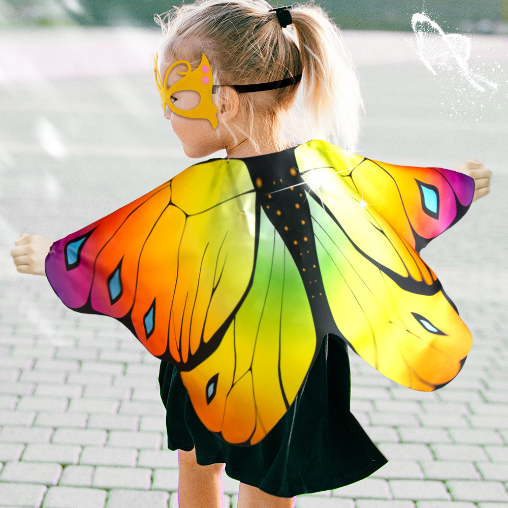 Fábrica al por mayor Amazon dibujos animados Halloween niños mariposa alas capa rendimiento Cosplay foto apoyos