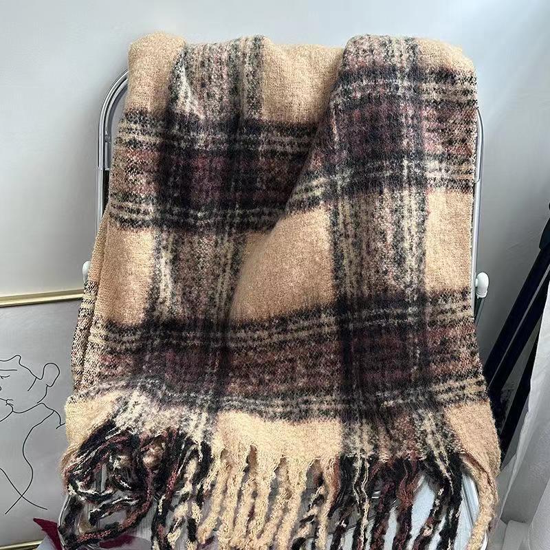 Melads neue Atmosphäre kariert ist vielseitig Frauen, mit einem Studentenschal mit vergrößerten Quasten und extra dick_voghion.com