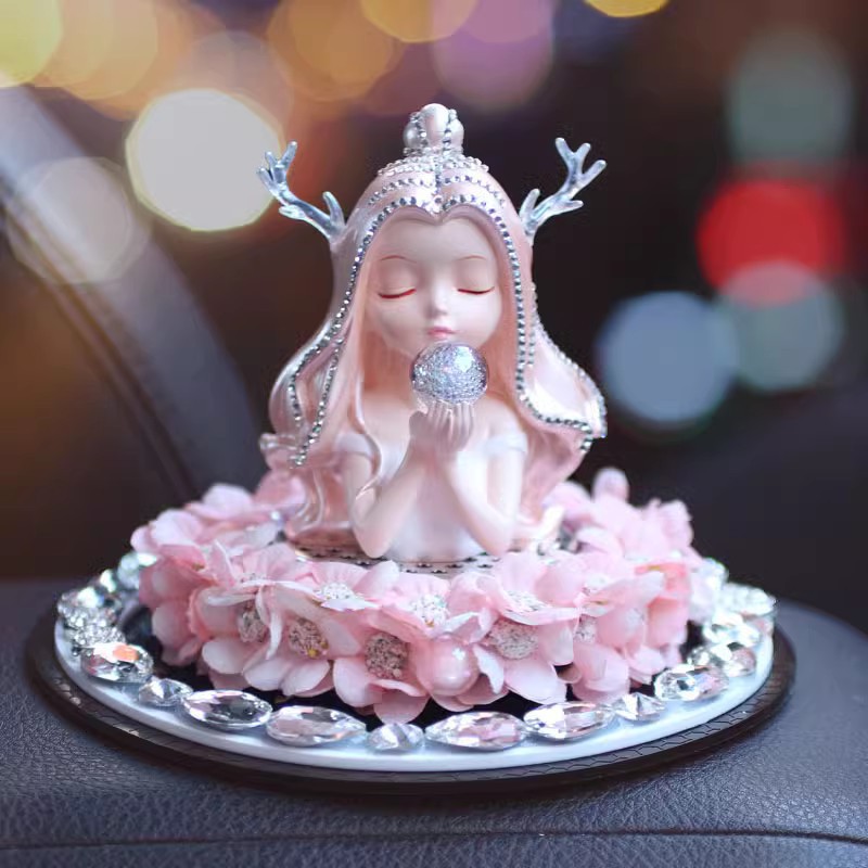 Creativo y hermoso hecho a mano con incrustaciones de diamantes, perlas, Ocean Girl, adornos de perfume de coche, decoraciones de coche, consola central