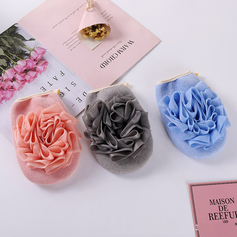 Toalla de baño de flores de baño, bola de baño dos en uno, guantes de baño suaves, artefacto de frotamiento de espalda, toalla de baño de arena fina, toalla de baño de doble cara