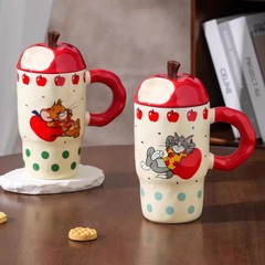 トムとジェリー セラミックカップ アップルカバー 高価値 大容量 マグカップ ドリンクカップ 誕生日 結婚祝い ギフトカップ