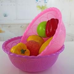 5YA1 Round Plastic Vegetable Basket Sieve Household Mini Fruit Storage Kitchen Vegetable Basin Size Drainage