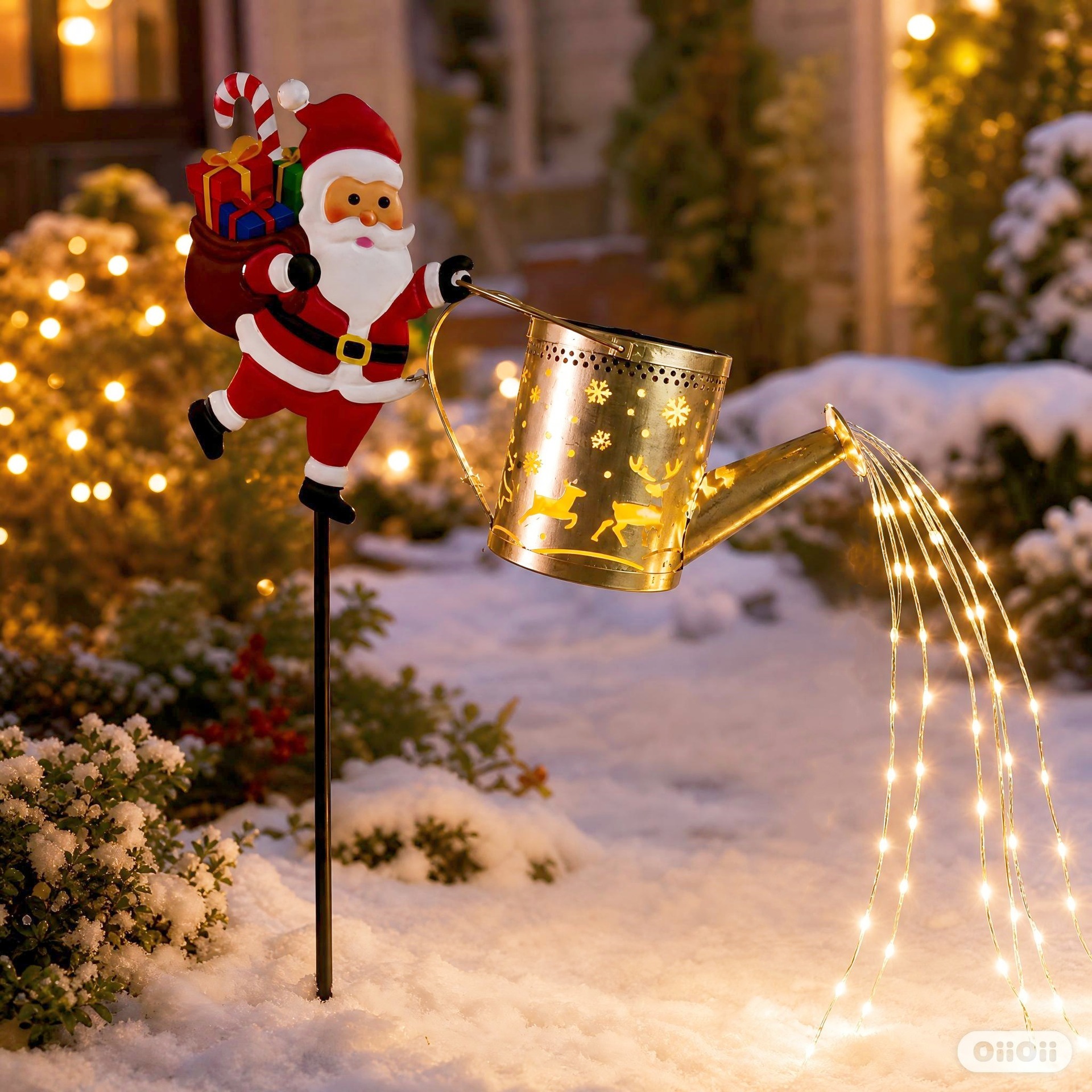 Transfronteriza solar Santa Claus lámpara de césped hierro forjado hueco diente al aire libre jardín decoración de escultura