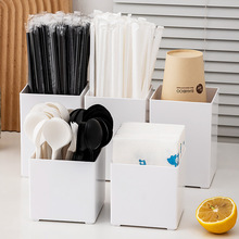 塑料纸杯架奶茶店商用一次性取分杯器咖啡吧台吸管收纳盒置物架