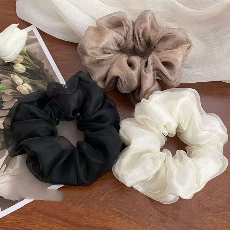 Super Fairy Solid Color Mesh Simple Mori Style Large Scrunchie Accessory High-end Sense Tie Elegant Versatile Rope Hair_voghion.com