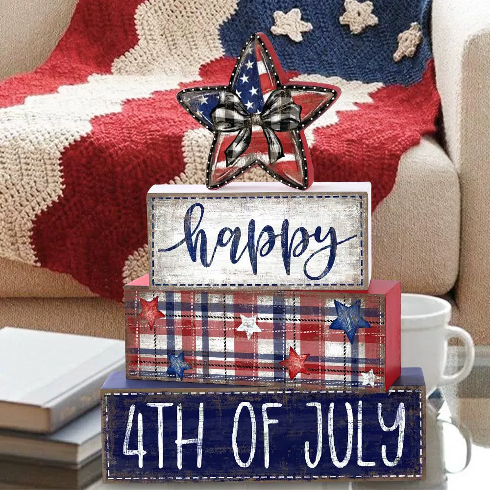Новый трансграничный продукт, украшения ко Дню независимости Америки, День национального праздника Америки, ретро, ​​старый домашний рабочий стол, квадратные украшения со звездами