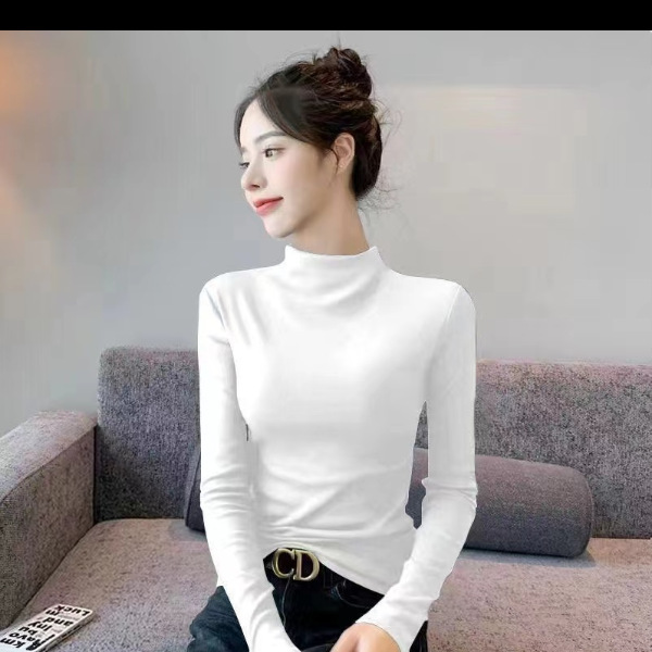 早秋保暖上衣法式德绒高级感内搭针织衫打底女纯色修身显瘦时尚|undefined