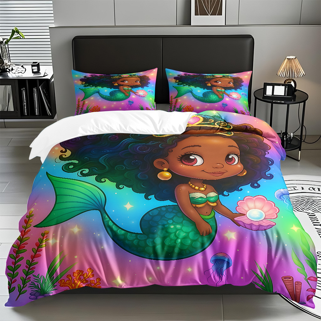 TEMU / JIT transfronterizo dibujos animados sirena digital impresión quilt kit fuente fábrica directa