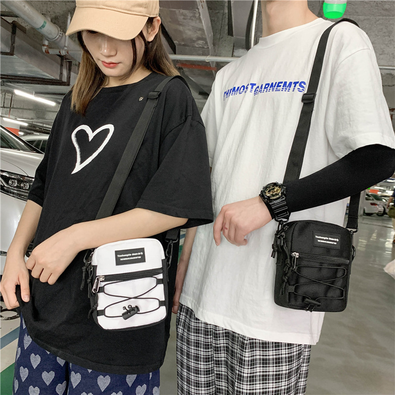 67g Weight Zipper Closure Type Single Shoulder Strap Strap Type Crossbody Bag Bags Type Nylon Material Letter Pattern Streetwear Style Square Shape Khaki, Light Grey, White, Black Color Small Size Small Nylon Letter Streetwear Square Zipper Crossbody Bag 34