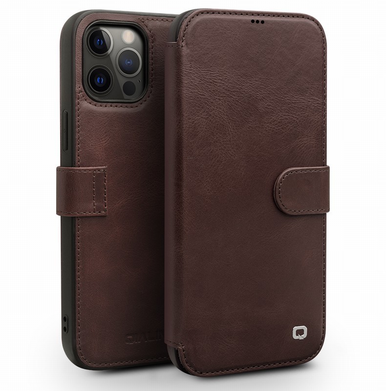 Ốp lưng da thật iPhone 12 Pro Max nắp lật mini có ngăn đựng thẻ — Khóa từ tính iPhone 12 mini 5,4 inch màu đen, Khóa từ tính iPhone 12 mini 5,4 inch màu nâu đậm, IPhone12 Pro Max 6,7 inch khóa từ tính doanh nhân màu nâu nhạt chi tiết 24