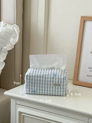 ins tissue box decoration, Car tissue box/set - blue-grid-nuff