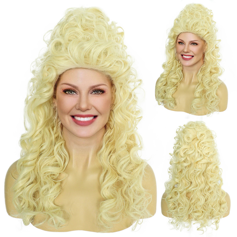 European and American Retro High Cranial Top Fluffy Long Roll Dolly Parton Dolly Parton Chemical Fiber Headgear Cross-border wig