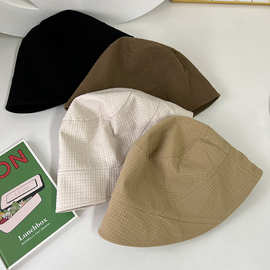 盆格前女士渔夫帽田园风华夫百搭日系文艺长后四季棉质短帽子纯色