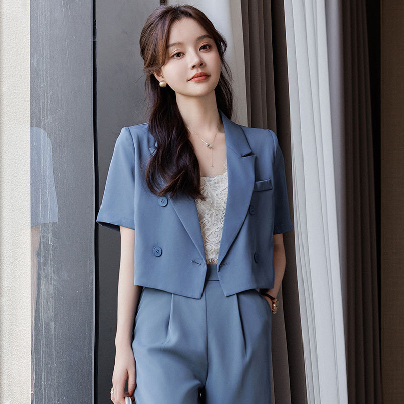 短款西装外套夏季新款韩版时尚气质女神范休闲宽松小个子女士套装
