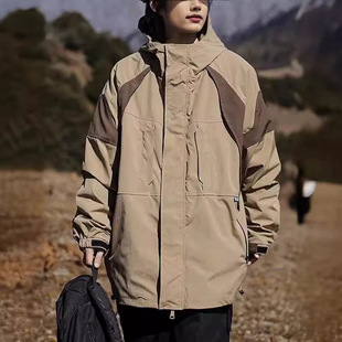 Outdoor Functional Hooded Jacket Jacket for Men and Women Autumn Japanese Fashion Brand Casual Loose Color Contrast Work Jacket