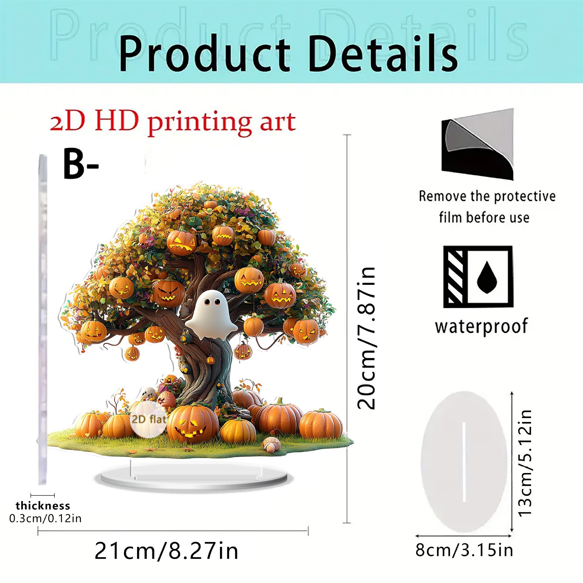 跨境万圣节南瓜幽灵骷髅装饰树2D亚克力家居客厅桌面摆件节日道具