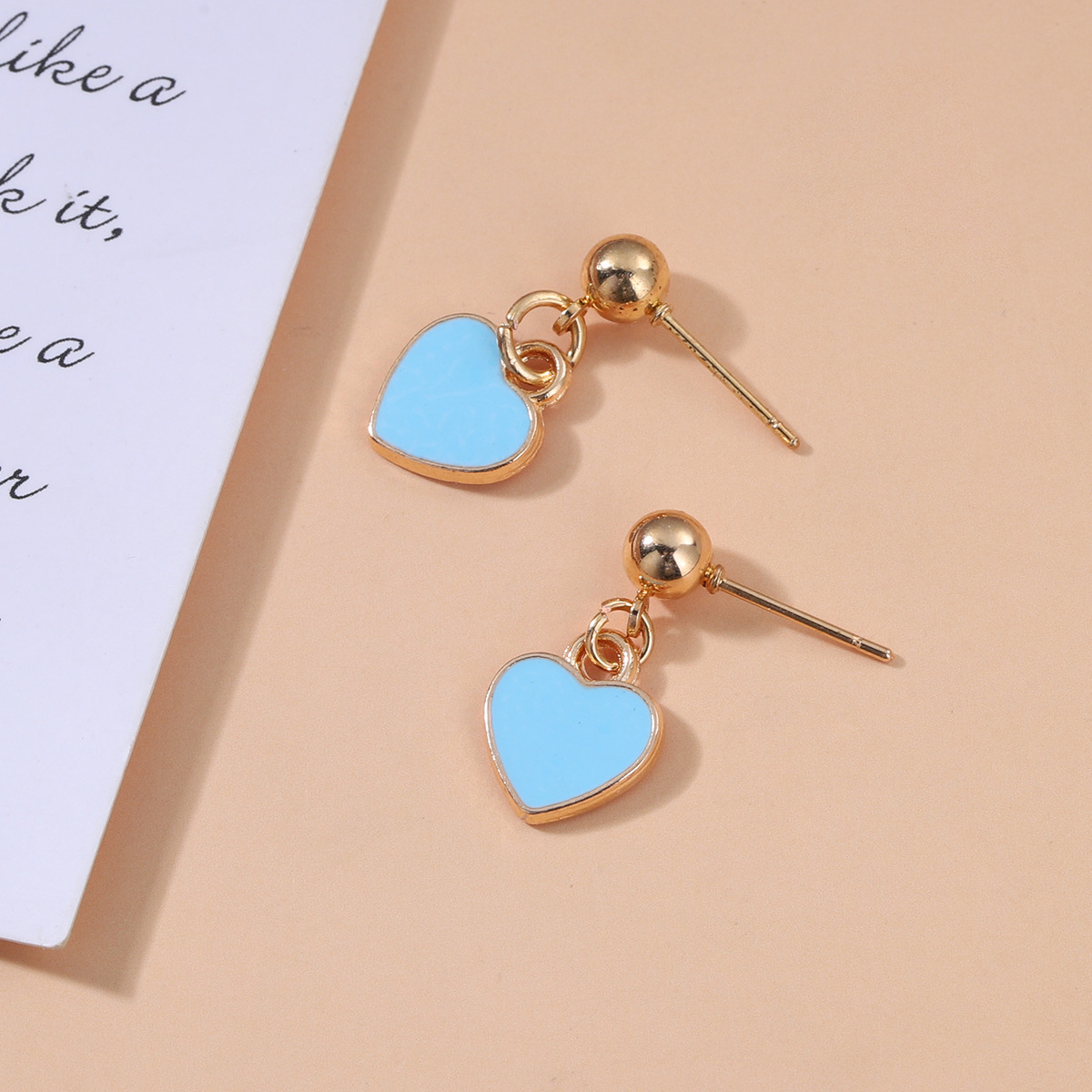 Fashion Valentineu0027s Day Alloy Drip Oil Heart Shaped Earrings Wholesale