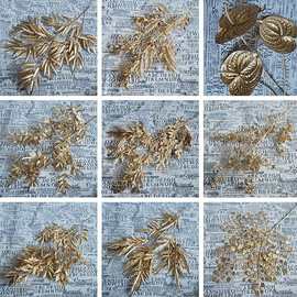 尤加利银杏塑料金色人造花年宵花抱抱桶福桶插花婚庆婚礼堂花材