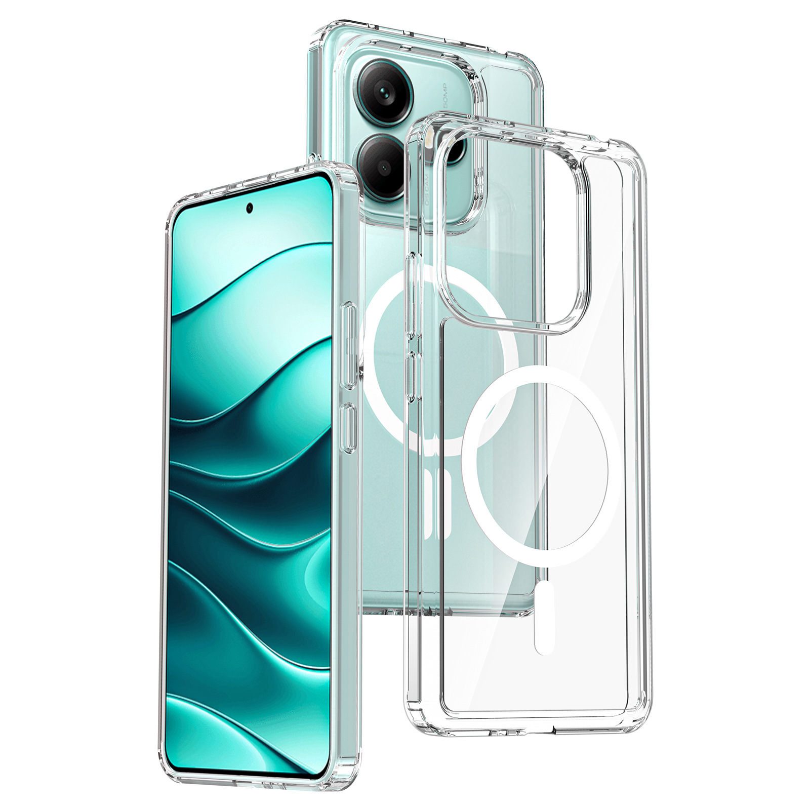 Aplicable Redmi note14 5G funda para teléfono móvil anticaída magnética transparente NOTE 14 PRO 5G dos en uno