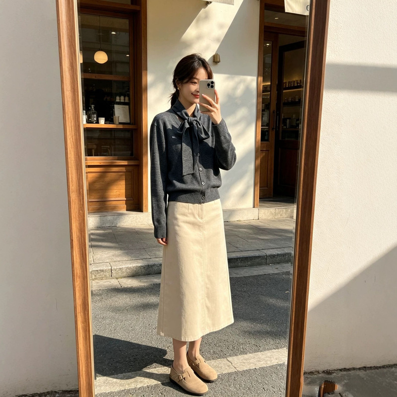 MM early autumn new French college style shawl collar versatile slimming solid color long-sleeve knitted cardigan top for women MM early autumn new French college style shawl collar versatile slimming solid color long-sleeve knitted cardigan top for women