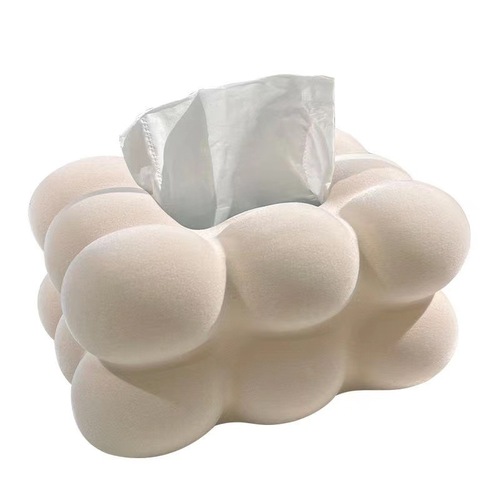 Flocking marshmallow ceramic tissue box living room coffee table paper box cream tissue box high-value storage box