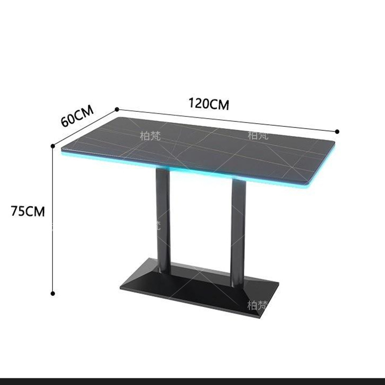120 * 60 escritorio de mármol de imitación + cinturón de luz + pie de hierro