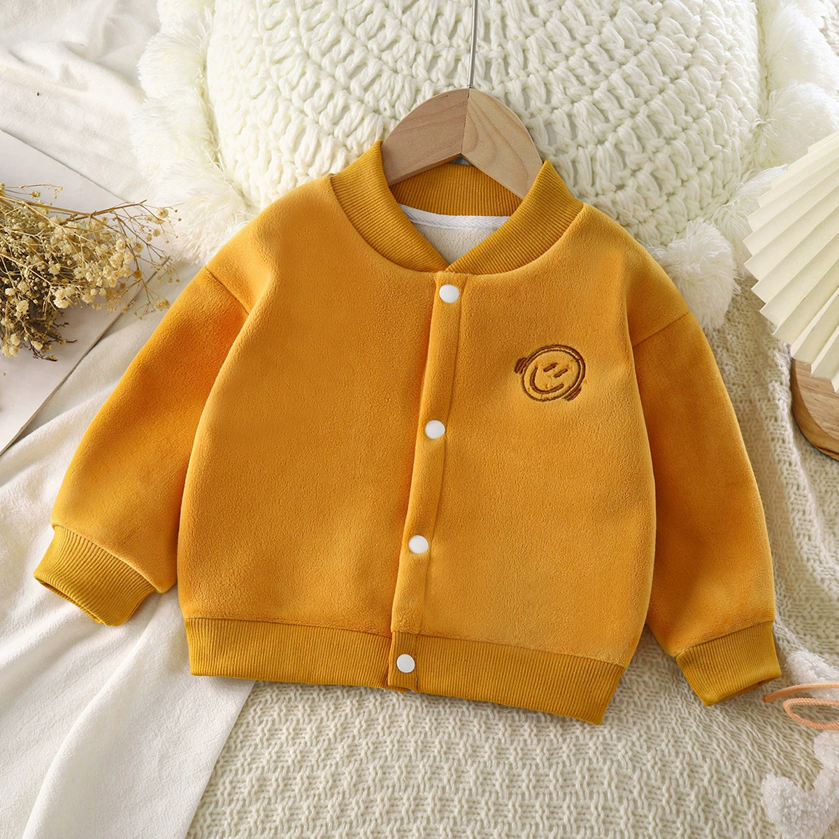 Новый осенне-зимний детский топ-кардиган, утепленный корейский топ на флисовой подкладке, пальто для мальчиков и девочек, теплое в западном стиле