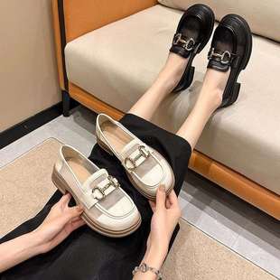 Mesh Flats for Women British Thick-Soled Mesh Small Leather Shoes 2025 Spring and Summer New Breathable Loafers Cut Out Bean Shoes