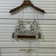 Fashionable Yanni European and American sexy underwear performance clothing heavy industry bra wrap chest acrylic diamond beaded body chain