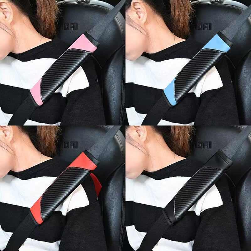 Car interior seat belt shoulder pad car simple leather color matching four seasons universal high-end car supplies protective cover