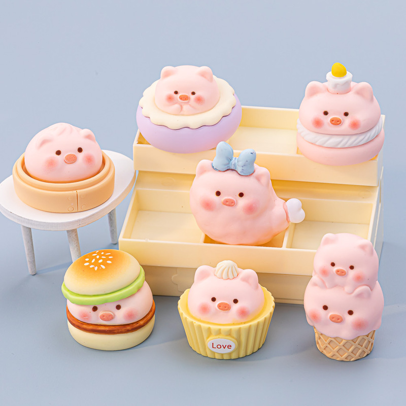食品おもちゃ子豚かわいい diy ジュエリー樹脂アクセサリー三次元漫画デスクトップ装飾品ブラインドバッグ卸売|undefined