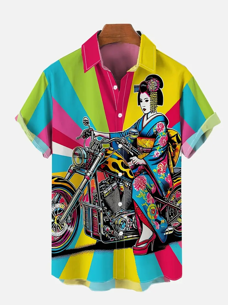 Camisa de manga corta tridimensional de alta calidad transfronteriza 2024 verano casual tendencia de moda de todo fósforo MB1