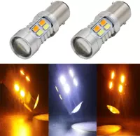 Автомобильные светодиодные дневные ходовые огни 7443 3157 1157 20SMD 5630 желто-белый двухцветный поворотник угловой свет