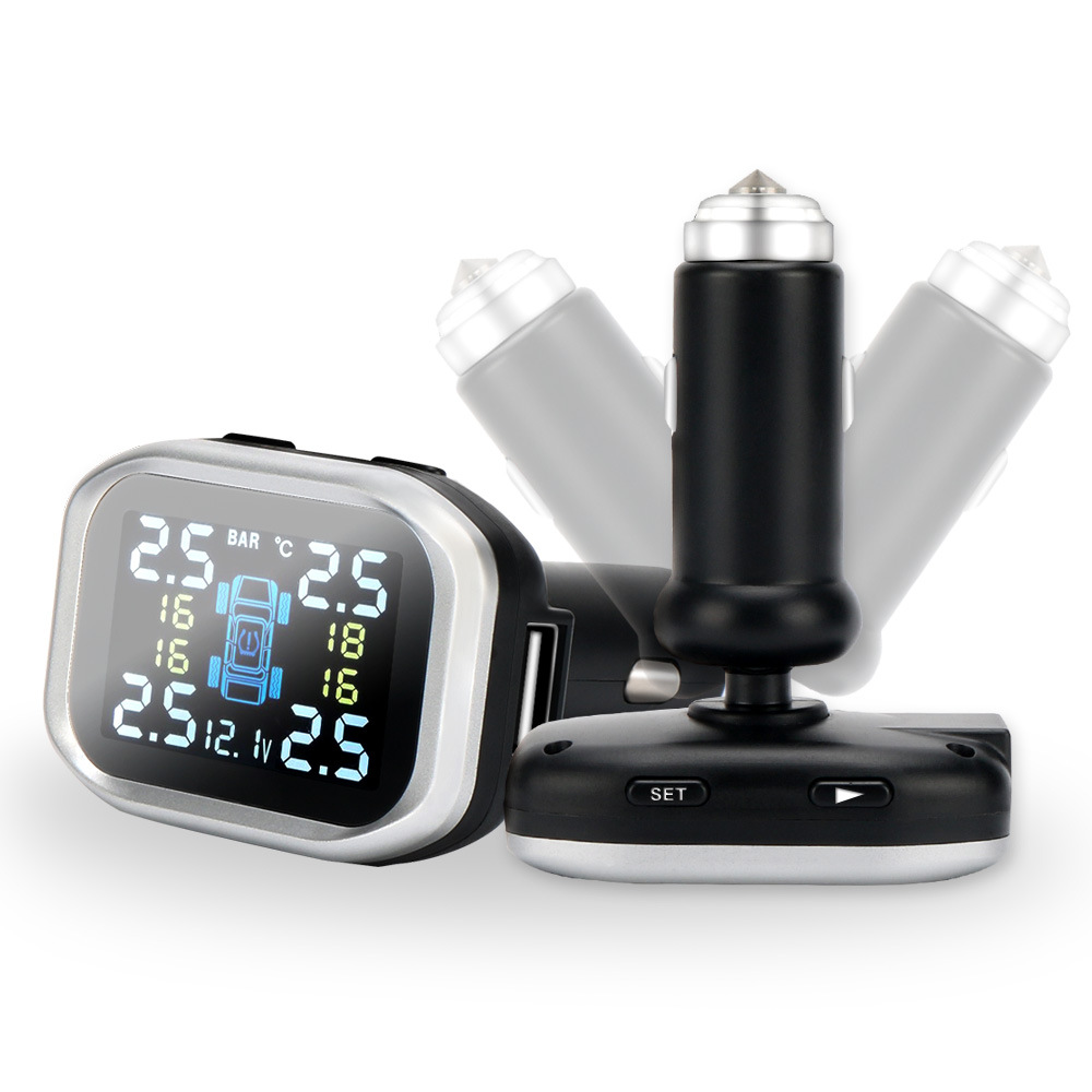 Jinyunsheng Car Tire Pressure Monitoring System (Tpms) Cigarette Lighter Type High-Precision Four-Wheel Display Sensor Portable