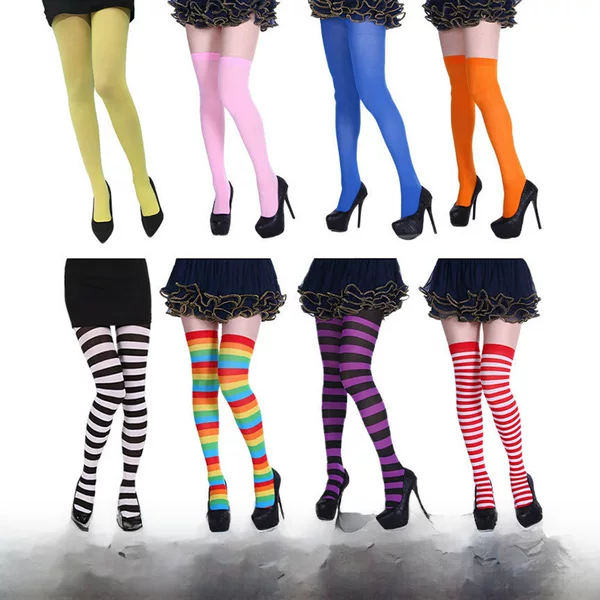 Cross-Border Halloween Christmas Striped Long Party Costume Accessories Over-The-Knee Socks Striped Pantyhose in Stock for Quick Delivery