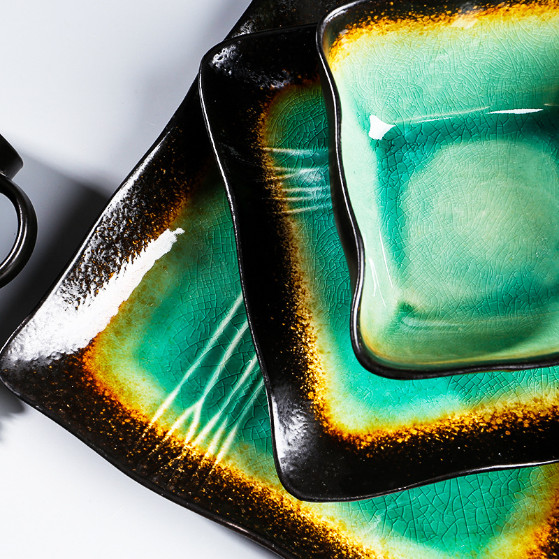 Simple creativo vajilla de cerámica suministro directo de fábrica patrón de hoja de loto fresco hogar plato desayuno ensalada plato sopa taza de agua