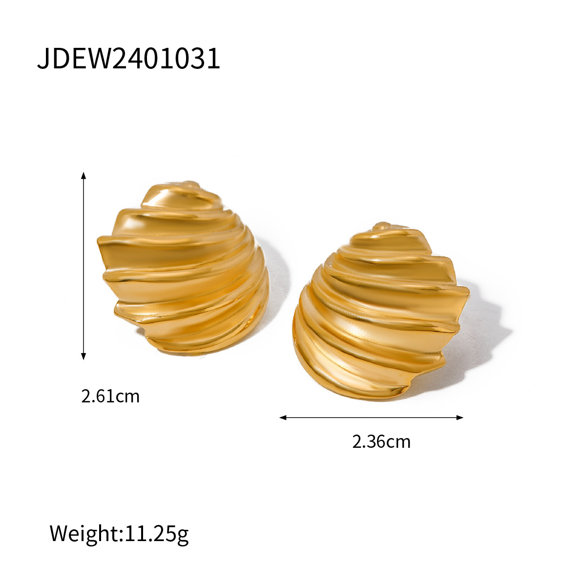 Pendientes de acero inoxidable transfronterizos europeos y americanos de alta calidad, nuevos pendientes de oro de 18k que no se desvanece, pendientes de tiras onduladas de hilo