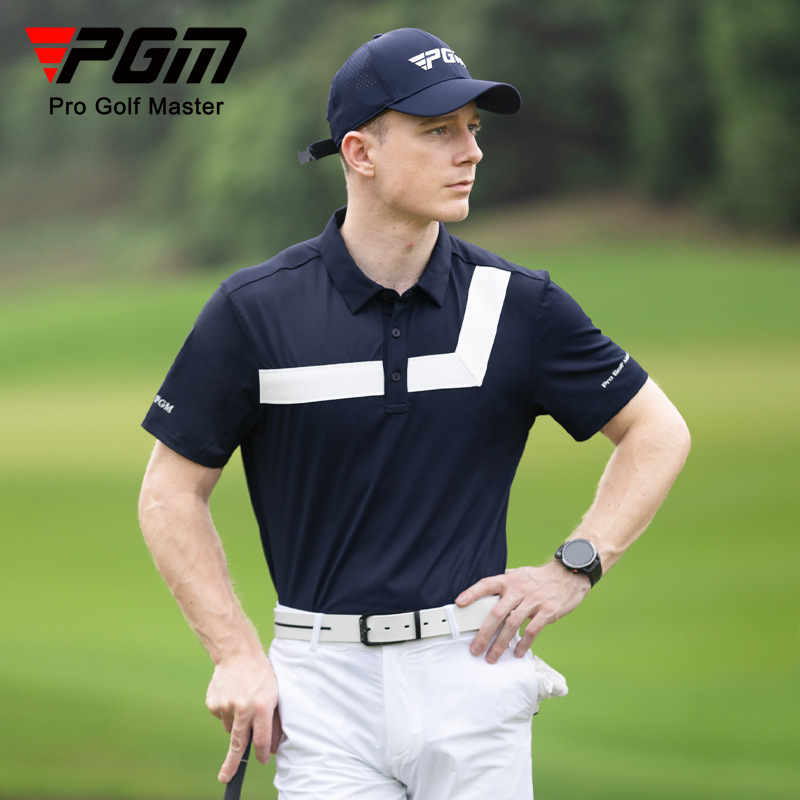 Áo thun nam ngắn tay PGM mùa hè thể thao thoáng khí co giãn — KUZ158-Quần kaki, KUZ158-Quần màu xanh nước ngoài, YF580-Áo màu xanh hải quân, KUZ158-Quần Trắng