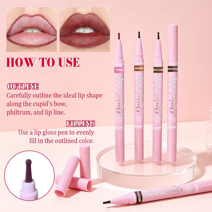 PAGE VINE doble lápiz labial lápiz labial esculpido lápiz labial 2 en 1 sello lápiz de delineador de ojos impermeable a prueba de sudor